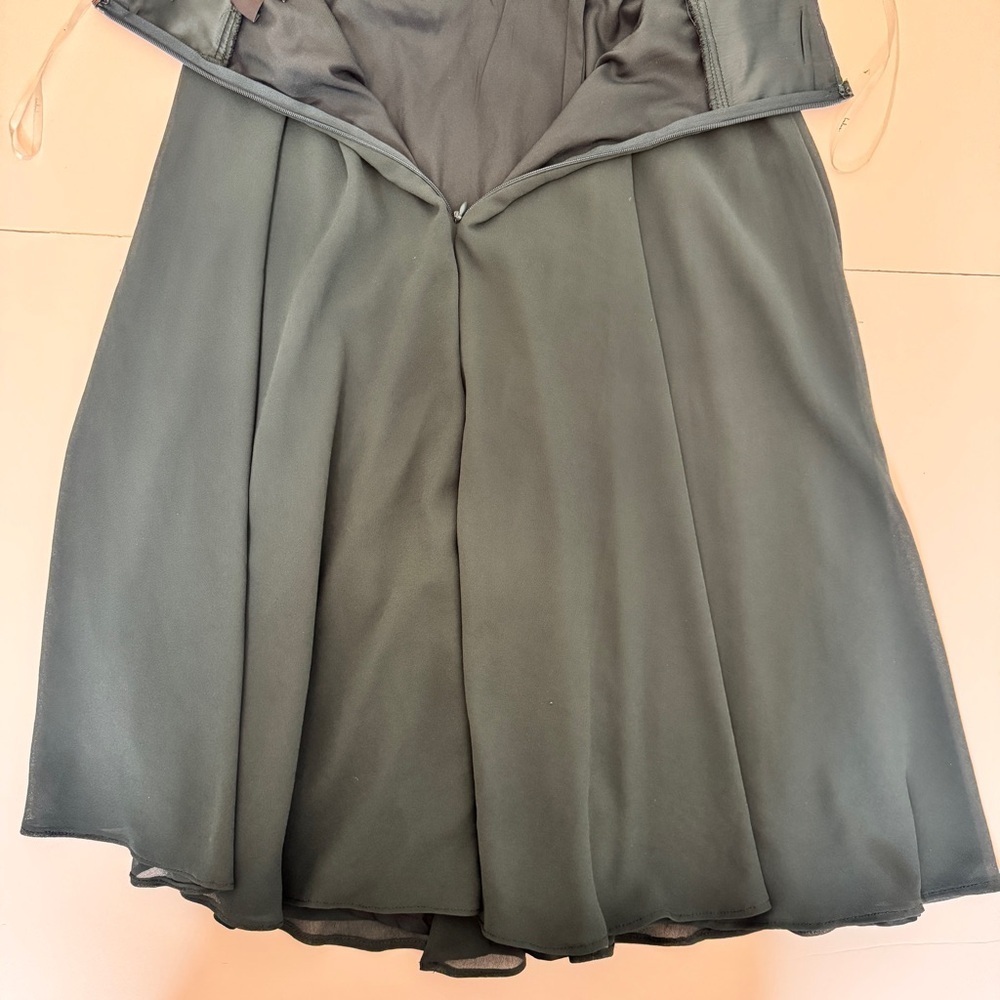 Lulus Letter of Love Mini Dress Emerald Green Backless Skater Slit Chiffon Sz XS - Picture 15 of 16